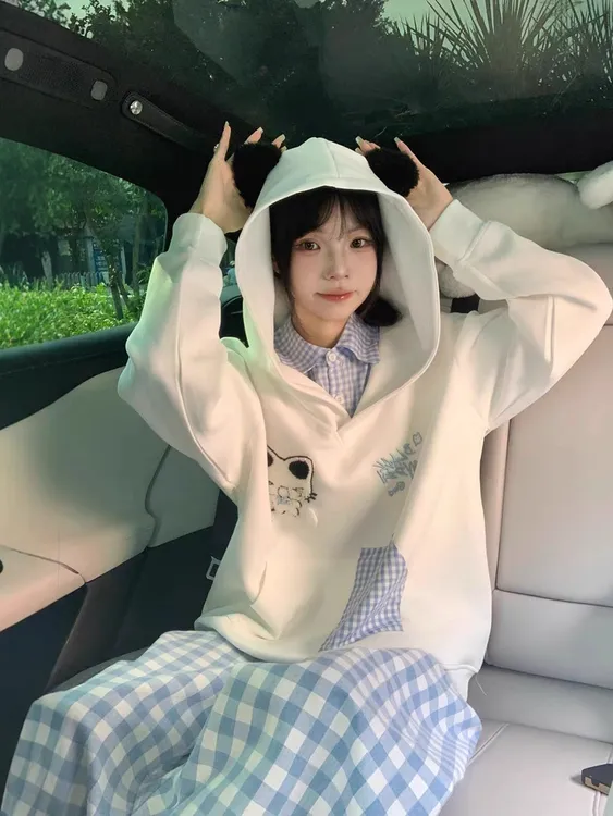 超好看卫衣女童春秋季2025新款设计感外套女孩连帽上衣初中生大童