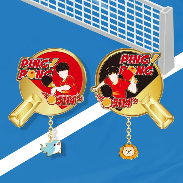 官方正品.莎头乒乓球徽章.莎莎大头巴黎夺冠纪念