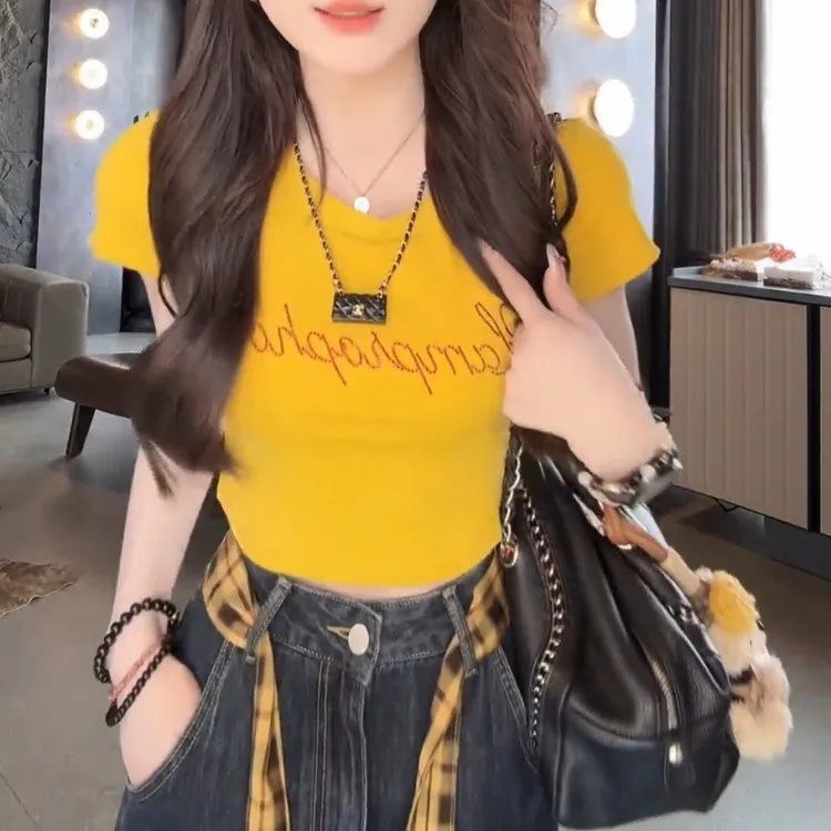 夏季时尚百搭修身显瘦T恤+气质百搭洋气休闲显瘦牛仔裤LK2502985