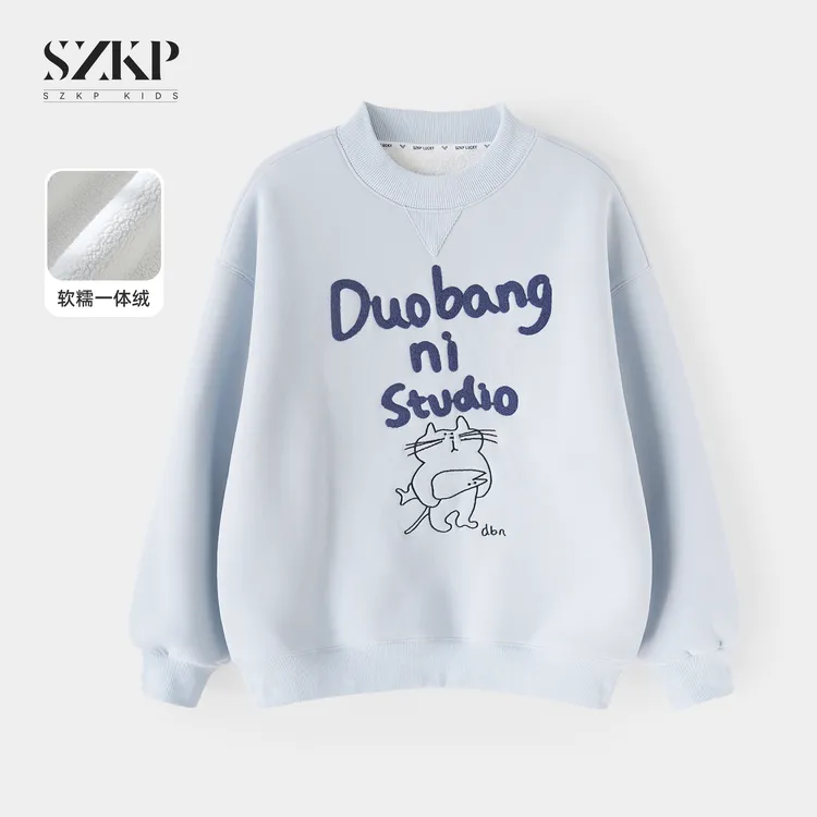 SZKP冬季新款女童装保暖上衣中大童休闲儿童加绒卫衣YNYD557381