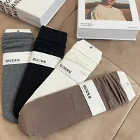 【晓溪服饰】莫兰迪ins风春秋日系纯色百搭四季女士压力堆堆袜6061