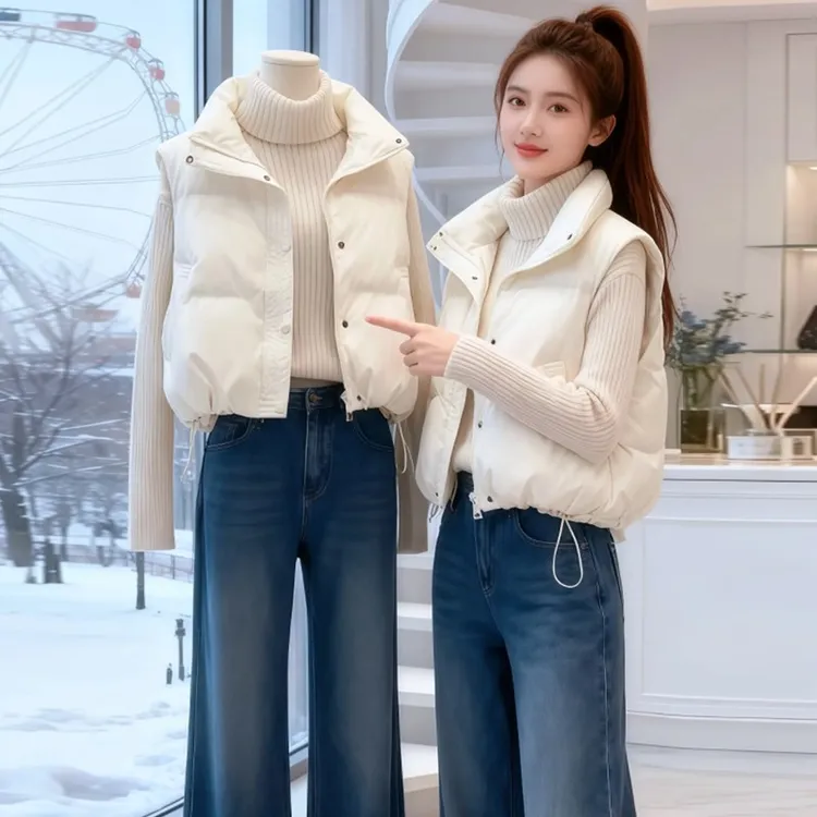 免洗2026年秋冬新款棉马甲韩版宽松小个子短款显瘦立领坎肩外套