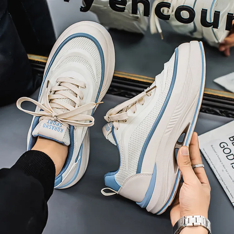 男鞋春季小白鞋新款老爹鞋厚底增高防滑耐磨休闲鞋网面透气运动鞋