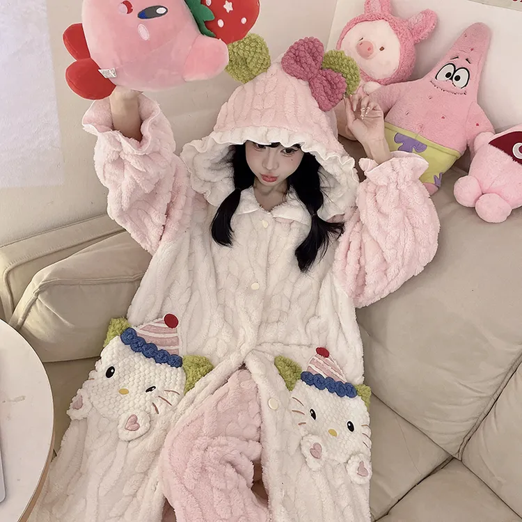 运补【生日KT】睡袍新款冬季加绒秋冬季保暖搭子甜美少女睡衣家居服