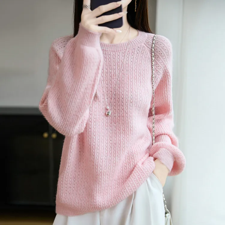 宽松慵懒风纯100羊毛衫女2025秋冬新款时尚洋气内搭打底衫毛衣女