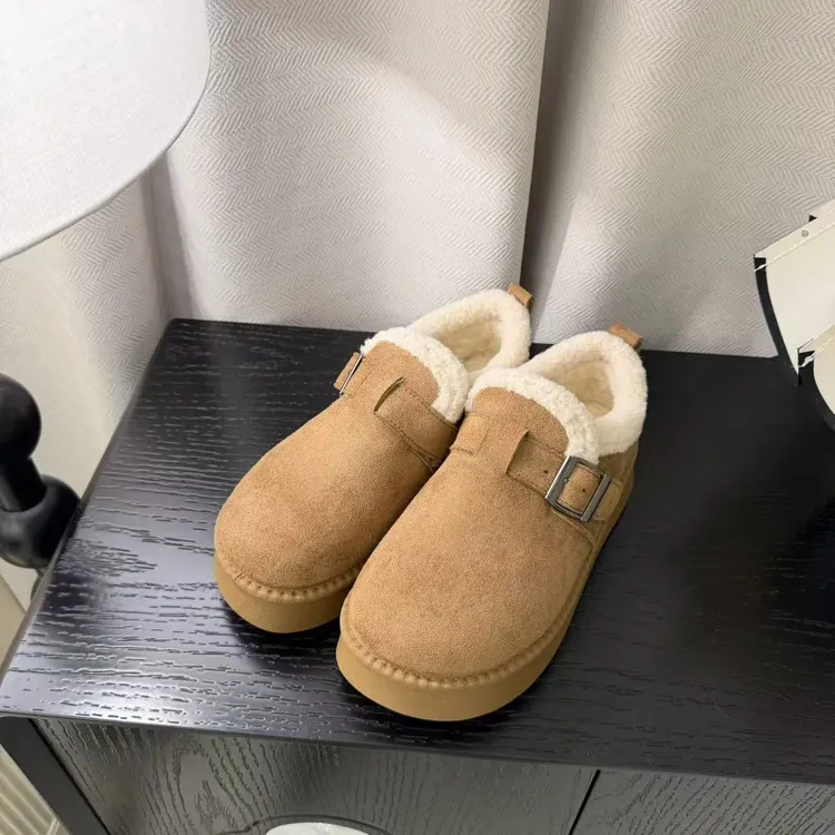 【熙薇品牌】2025冬季舒适新款时尚一脚蹬毛毛厚底勃肯鞋H6984