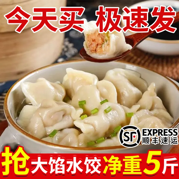 【顺丰发5斤手工水饺】山东大馅饺子猪肉大葱牛羊肉韭菜鸡蛋馅