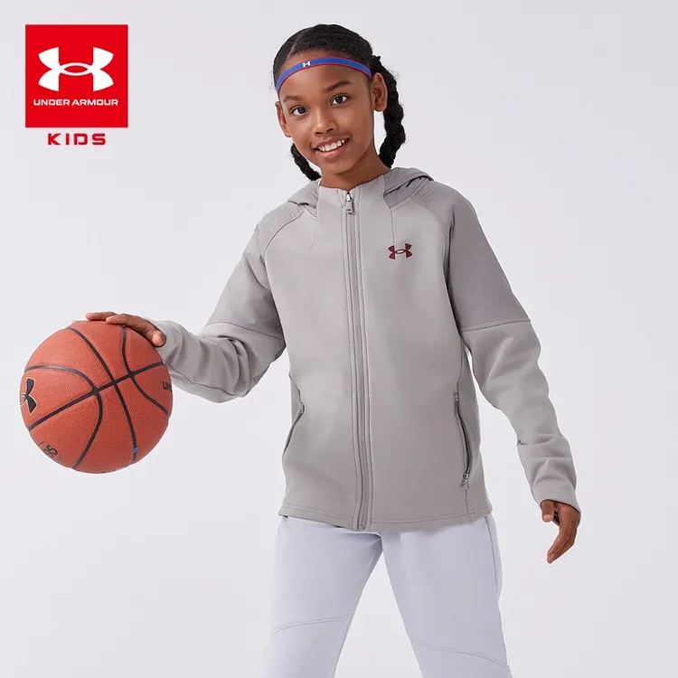 【安德玛童装上衣长袖】男女童秋冬保暖连帽针织外套休闲运动服