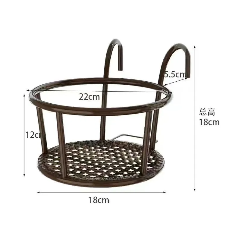 欧式铁艺花盆架板式收纳极简窄边挂架现代花架挂式悬挂栏杆架