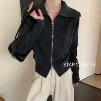 海军领 秋冬新款 韩系感重工翻领毛衣