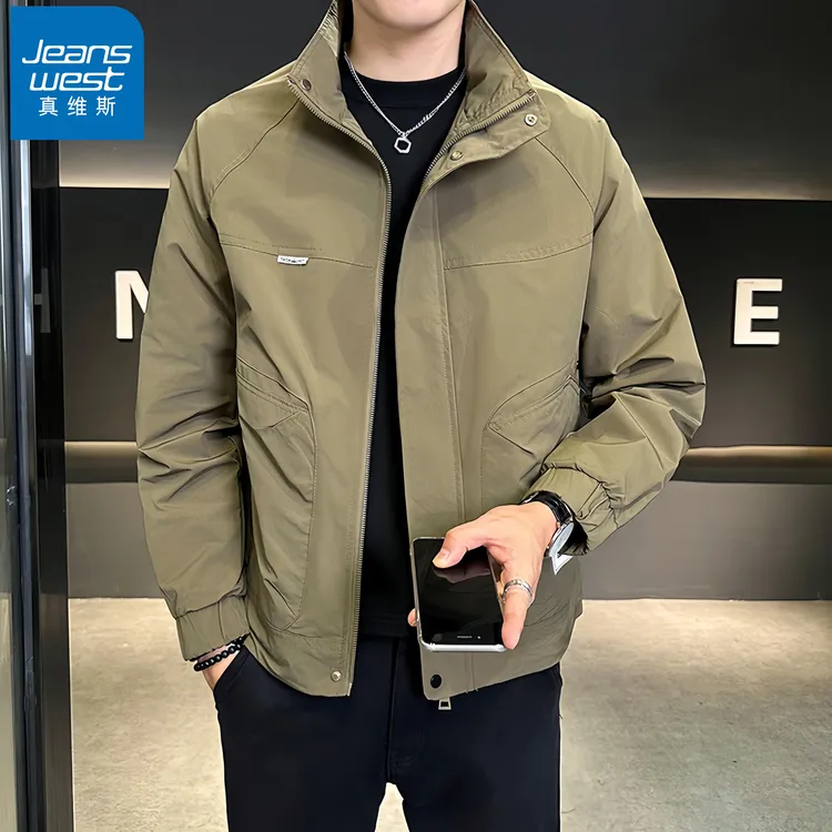 真维斯Jeanswest/男士夹克春秋新款潮流立领上衣休闲百搭潮牌外套