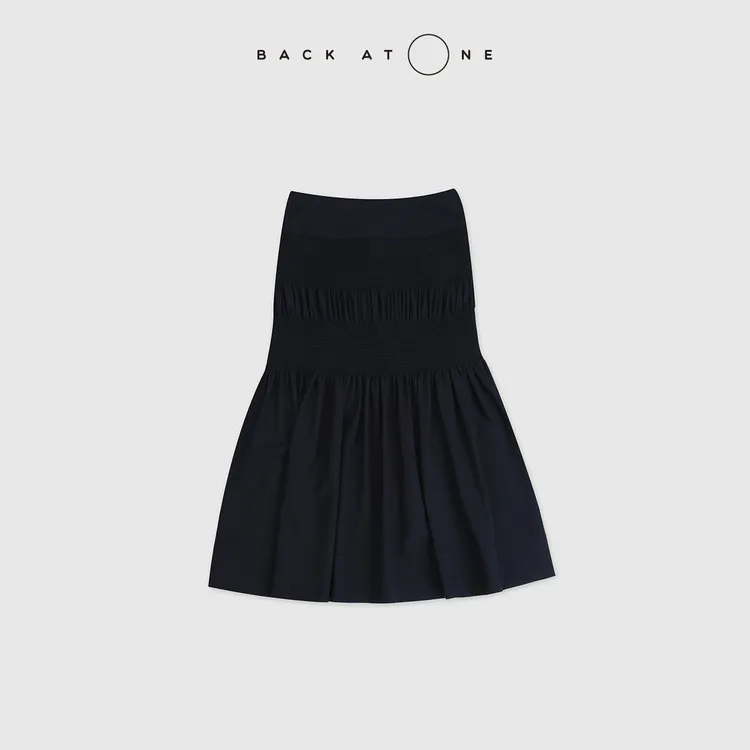 周年庆 “律动诗行” 藏青色休闲司马克黑色橡筋半裙 BFF-2BH003E-K