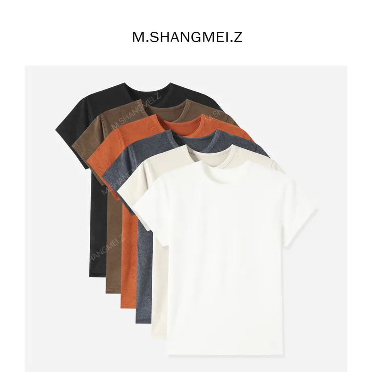 M.SHANGMEI.Z/沐熙【暖调霜糖】美大哥塑型简约修身显瘦T恤X113209