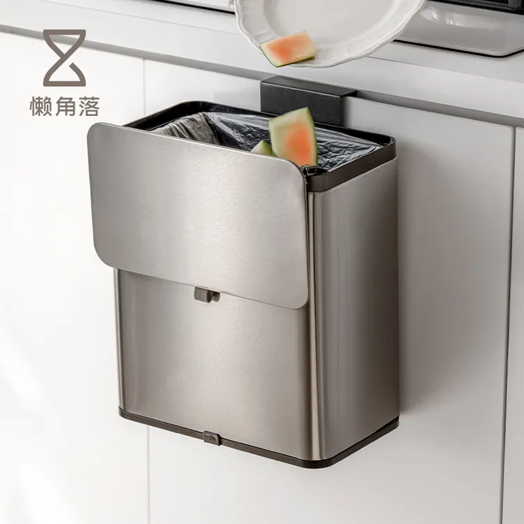 懒角落厨房垃圾桶家用卫生间不锈钢厕所带盖壁挂式专用免弯腰