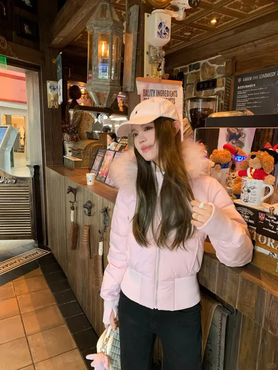 冬季甜美清新毛领连帽慵懒ins风修身短款面包服羽绒棉服外套