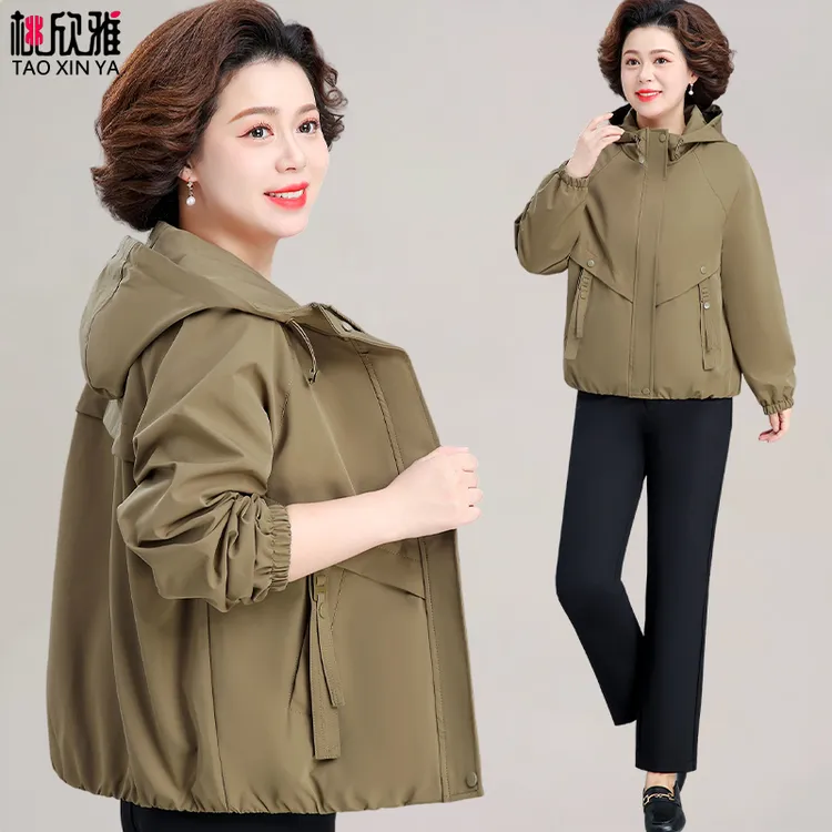 妈妈秋装外套显年轻中老年妇女春秋风衣贵夫人秋季夹克上衣服洋气