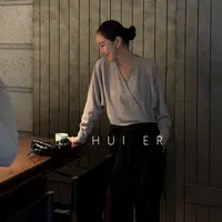 LiHuiEr李慧儿【二十四桥】设计感轻奢感米灰色针织衫LL0251047