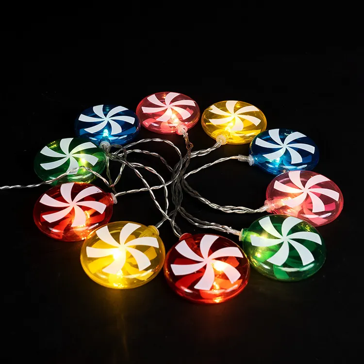 圣诞节日装饰氛围led糖果灯串小灯 万圣节夜市摆摊彩色糖果彩灯串