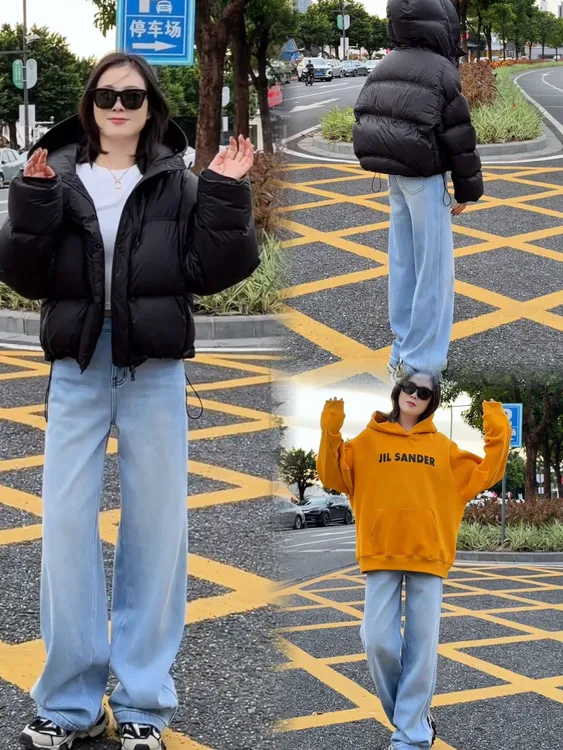 阿雅家-97F03蓝白裤《青春洋溢》加厚绒百搭冬季显瘦韩版牛仔裤