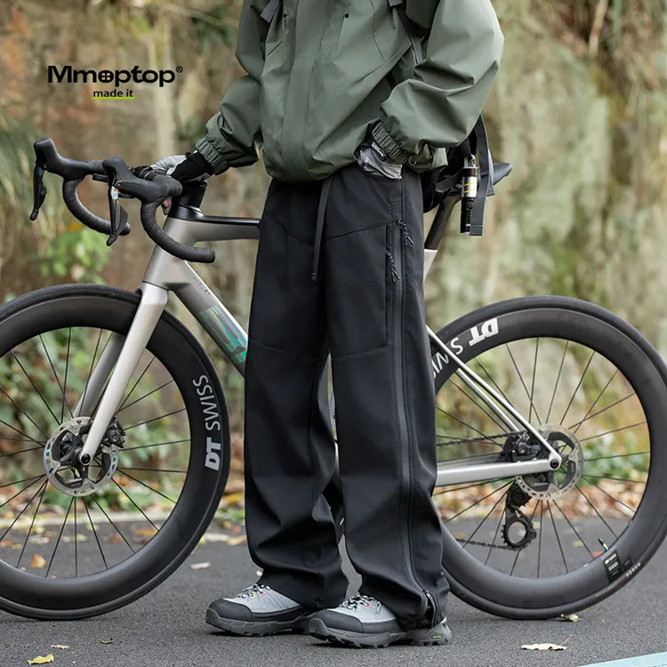 MMOPTOP侧开拉链山系骑行冲锋裤男士2025春季户外防泼水休闲裤男