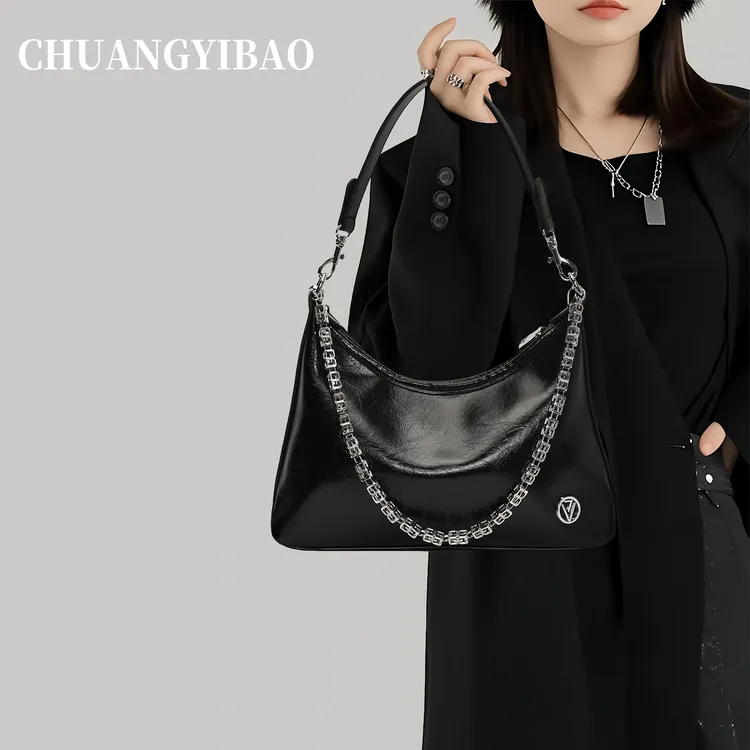 高级质感时尚链条腋下包包女2025新款简约百搭通勤单肩斜挎饺子包