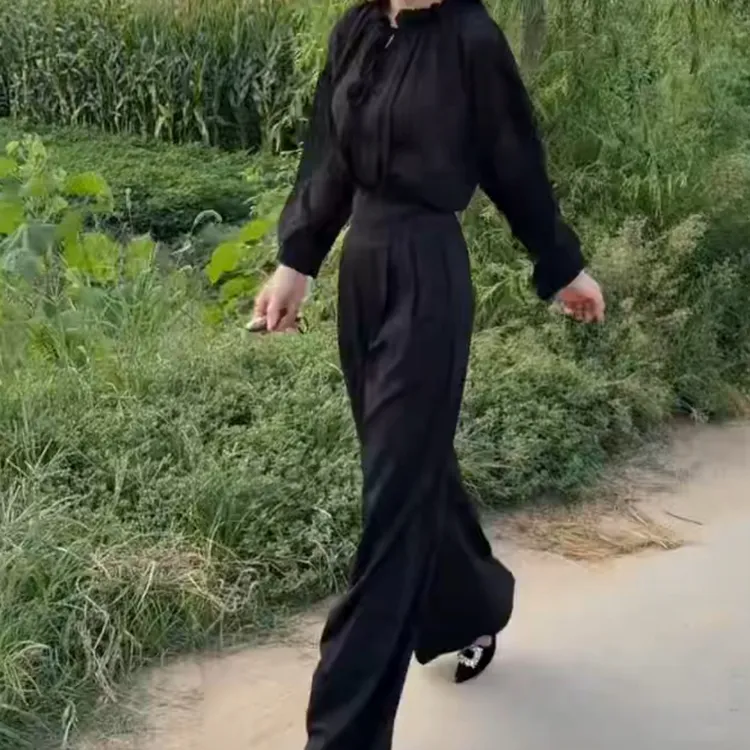 1春秋法式小众时尚气质高腰显瘦直筒裤衬衫女装