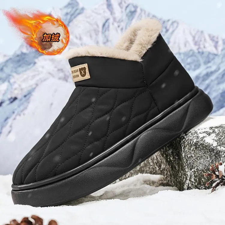 雪地靴男鞋冬季加绒保暖加厚男士棉鞋青少年户外防滑防水面包棉靴