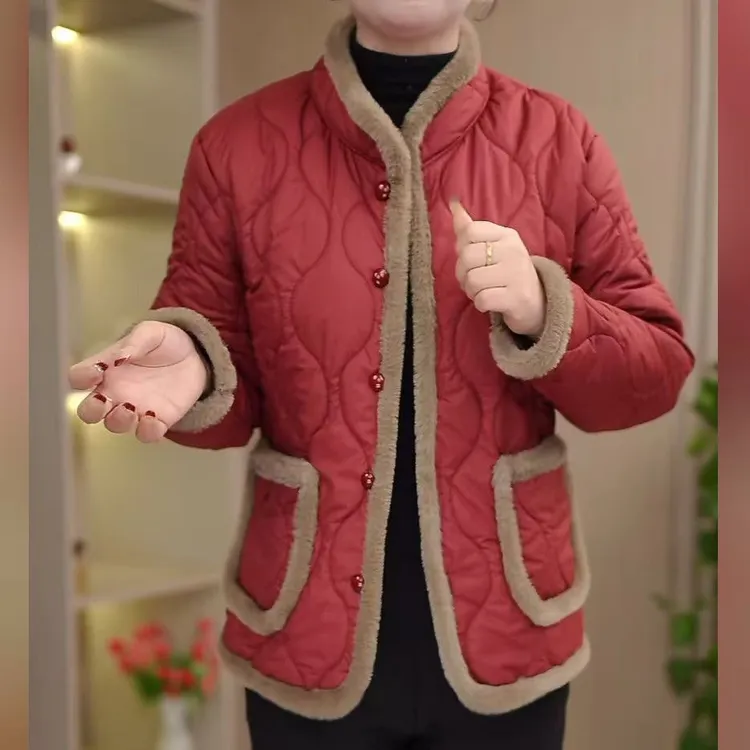 秋冬加绒小棉衣外套短款新款洋气时尚妈妈装休闲百搭减龄保暖棉服