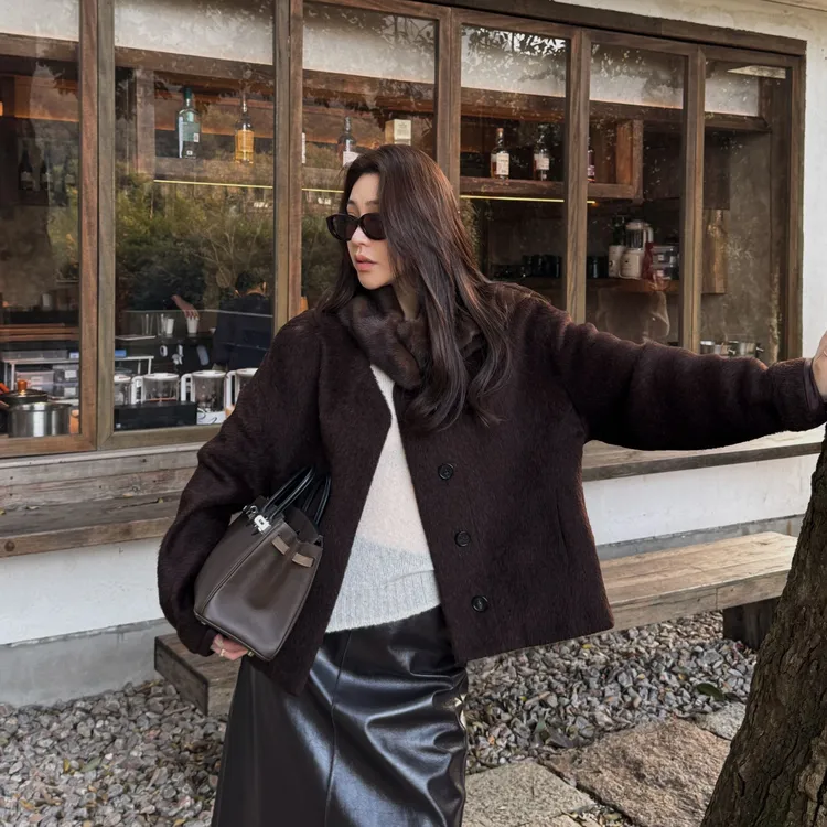 王嬛嬛MsLime【孤汀】秘鲁苏力羊毛土耳其绵羊皮皮草外套 HD2D0153