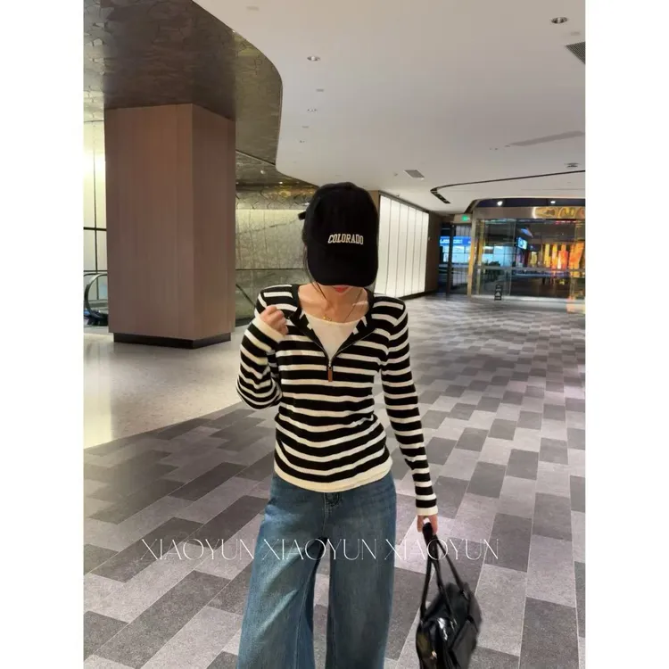 【简洁条纹】 小允姐姐2025新款时尚气质高级T恤