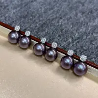 【高定色】冷紫/妖紫/油画紫淡水紫珠耳钉12-13mm 多样性发一