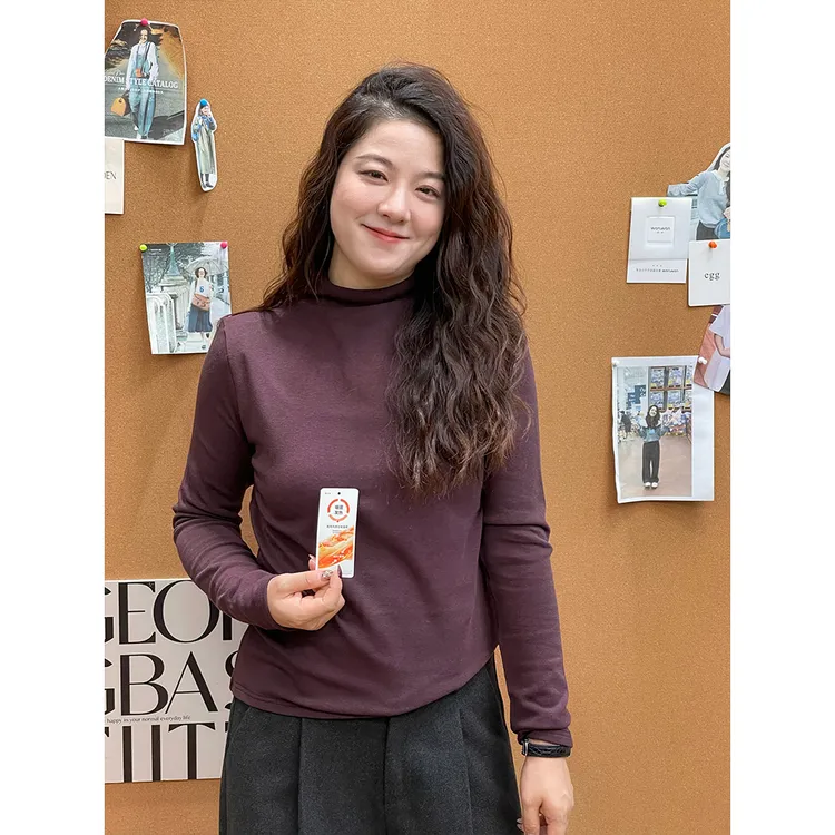 WenWen小个子韩版秋冬新款高领加厚抓毛款显瘦百搭长袖上衣4616