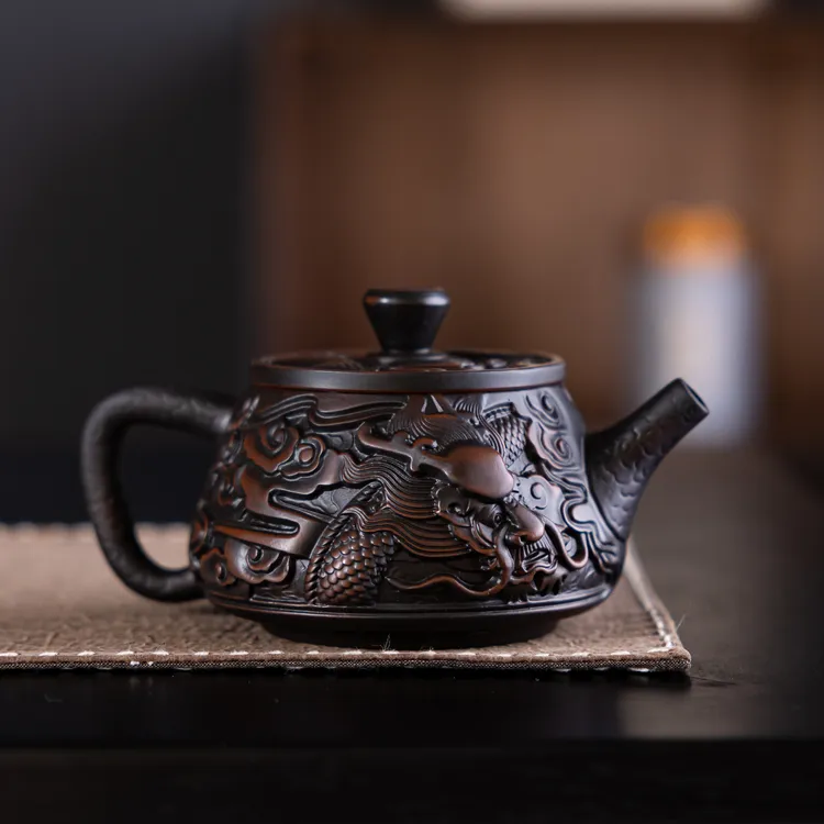 复古紫陶茶壶单壶汉瓦壶大容量功夫茶具家用手工中式高档泡茶器