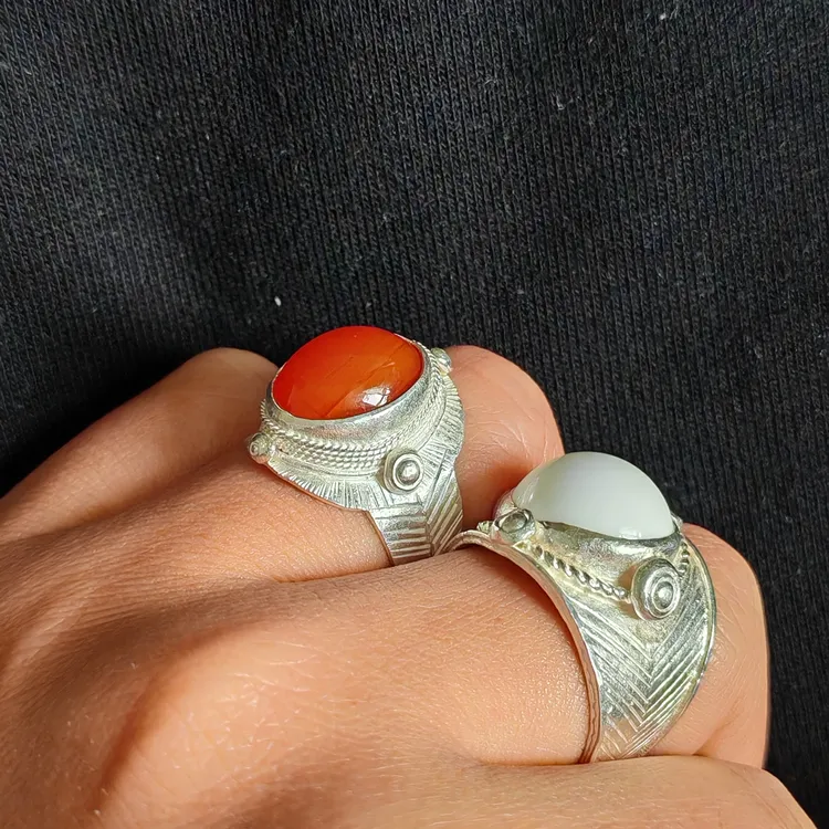 足银贝壳戒指 【命位守护者】复古风彝族传统可调节活扣戒指