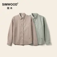 SIMWOOD/简木【宽松版】170g轻液氨品质通勤小格子长袖衬衫SO130143