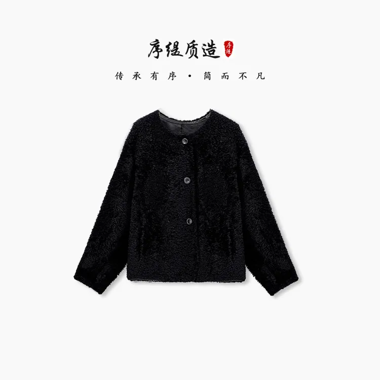 序缇『100%拉贡皮毛一体』高级皮草外套女秋季新款H270-21128