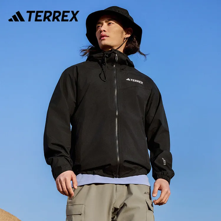 阿迪达斯 防水防风透湿透汽户外运动连帽冲锋衣男款TERREX JN8804