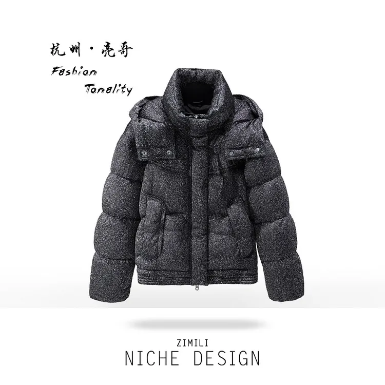 【亮哥女装】2025冬季新品亮银黑90绒高蓬松加厚连帽羽绒服265128