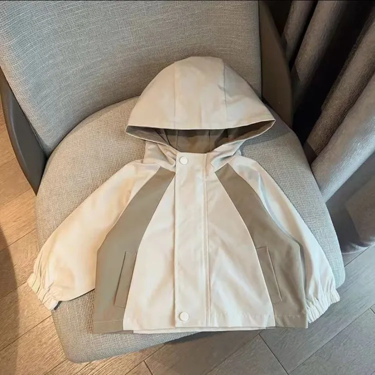 儿童外套春装2025春秋新款女童宝宝上衣男童韩洋气风衣拼色冲锋衣