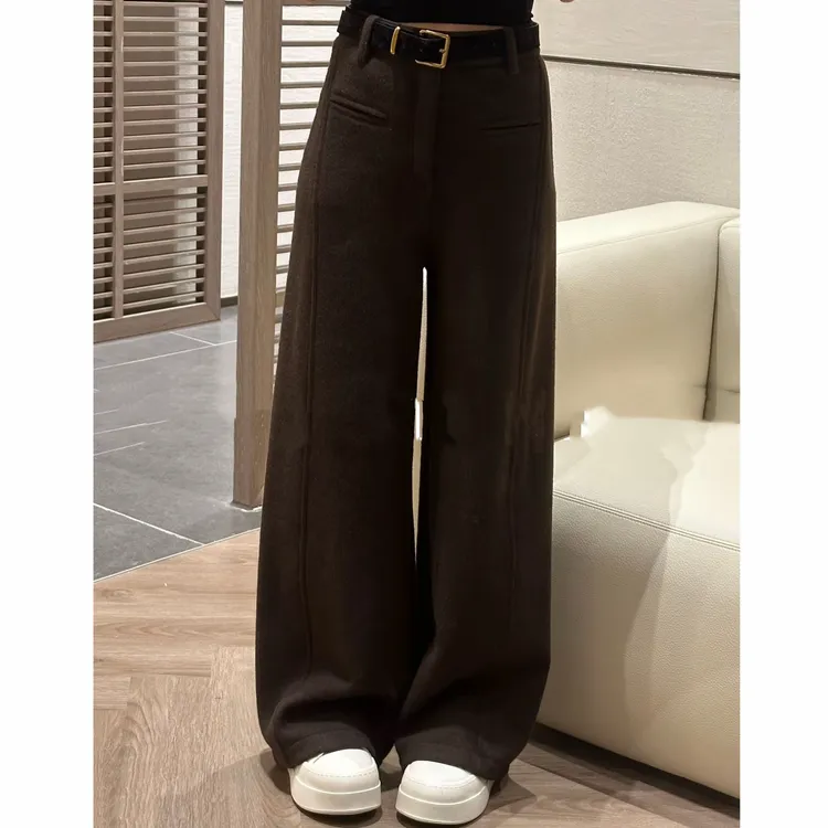 【送腰带】加绒阔腿裤女慵懒风宽松显瘦高腰休闲垂感加厚直筒长裤