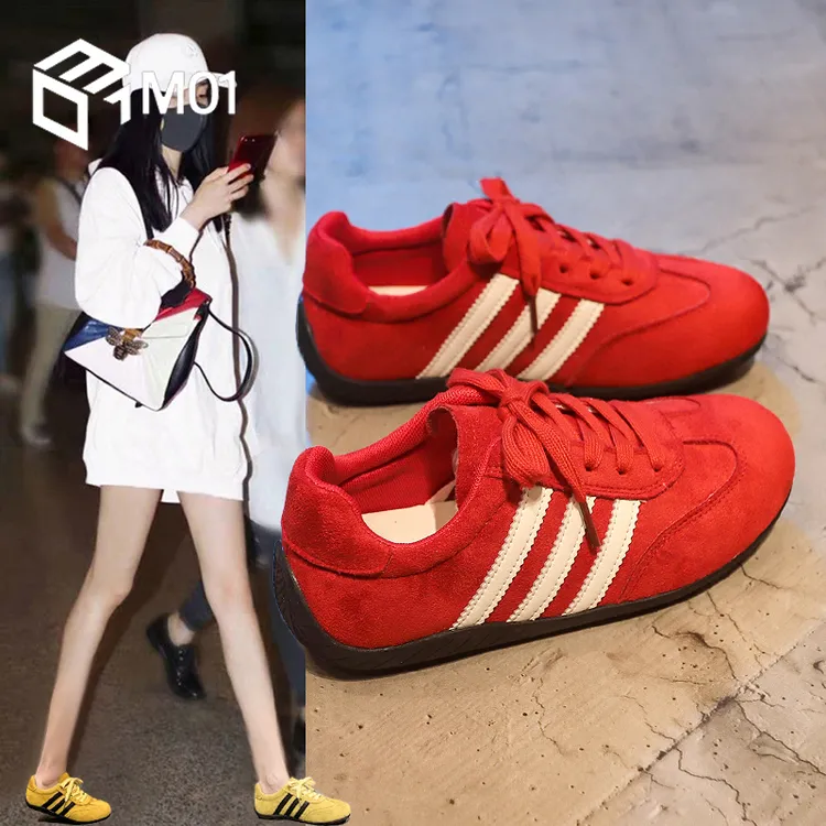 M01爆款时尚红色德训鞋女款秋季新款百搭休闲运动阿甘鞋女鞋子