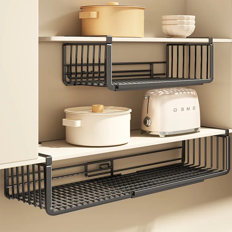 厨房吊柜置物架橱柜下悬挂挂架柜子分层收纳架子多功能省空间神器