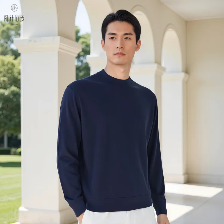 纯羊毛衫男士半高领针织秋冬品质男装男款纯色保暖圆领琥珀流光
