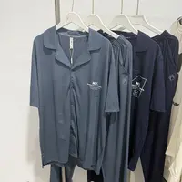 8F1101男士舒适居家亲肤透气短袖长裤开衫家居套装