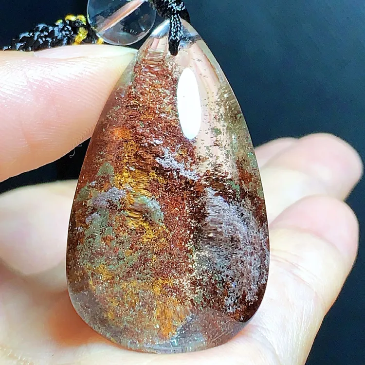 东海水晶天然彩幽灵水滴水晶吊坠毛衣链时尚精品挂件坠精美真水晶