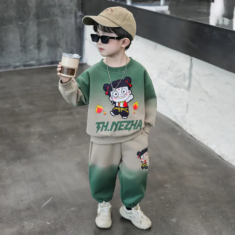 哪吒儿童服装正版男童秋装卫衣套装2025新款男孩春秋发光亮灯衣服