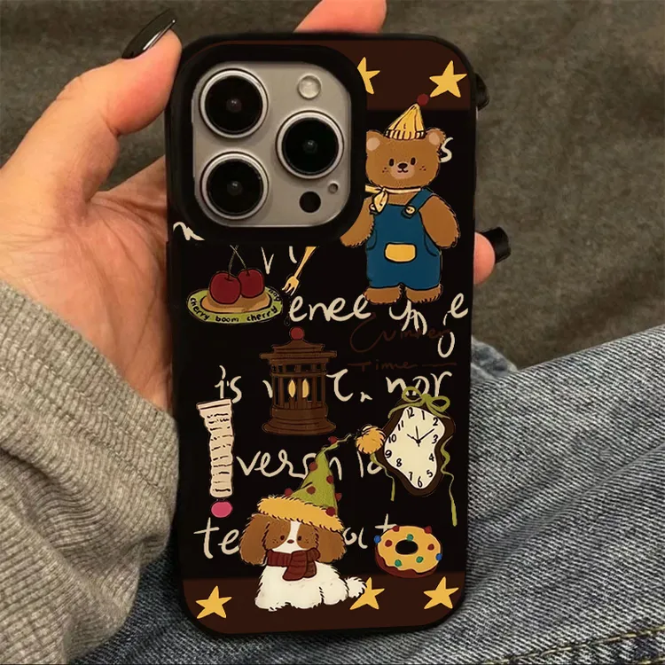 奥菲顿帽子小熊小狗适用iPhone16/15pro苹果12果冻14手机软壳13套