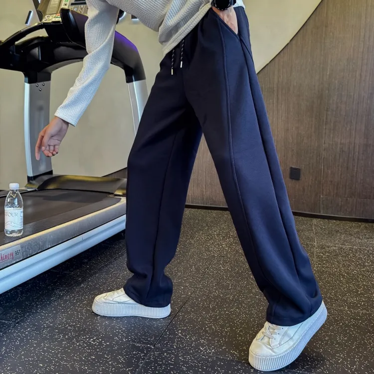 藏青色卫裤男士春秋款2025新款爆款直筒宽松运动裤男装休闲长裤子