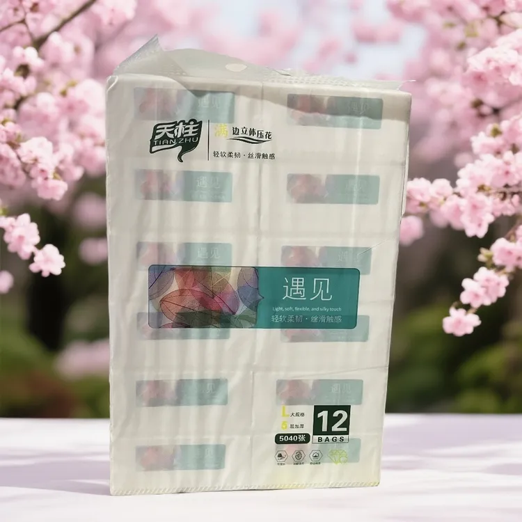 天柱遇见满四边立体压花轻软柔韧丝滑触感大尺寸5层加厚12包抽纸
