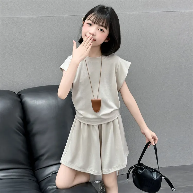 童装女童夏装宽松薄款中大童夏季儿童套装洋气女孩飞袖短裤两件套
